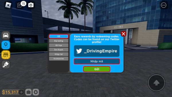 Nhập mã vào ô Input Code