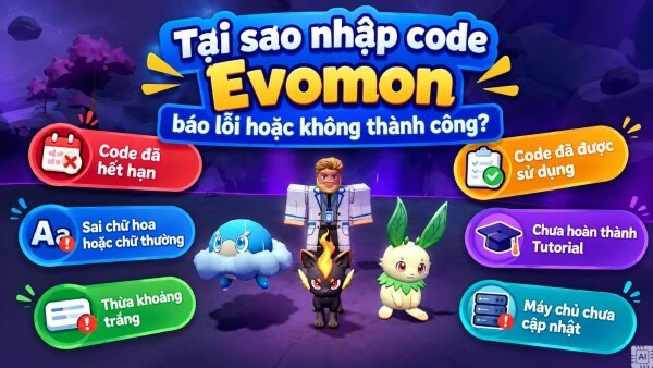 Một số lỗi khi nhập code Evomon và cách khắc phục