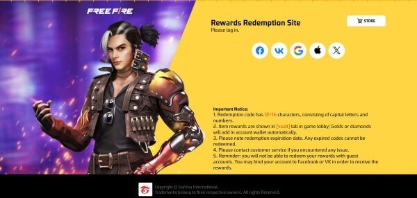 Truy cập trang reward.ff.garena.com