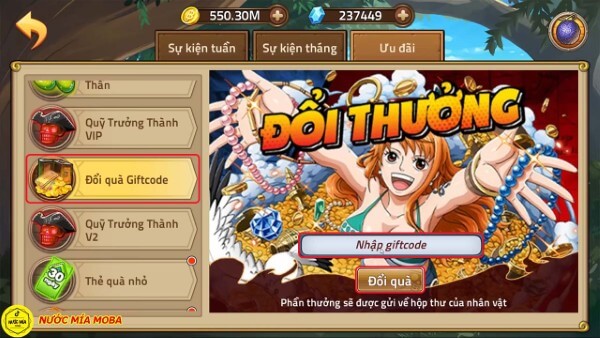 Chọn Đổi quà Giftcode