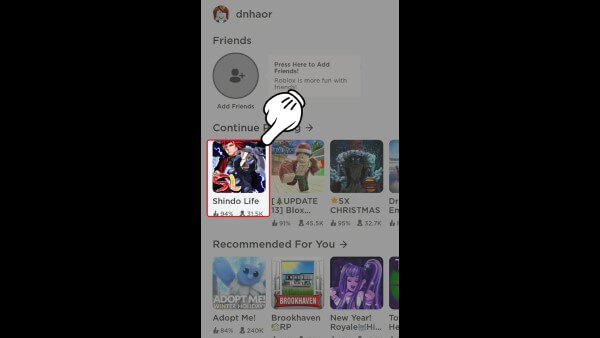 Mở Roblox và vào Shindo Life