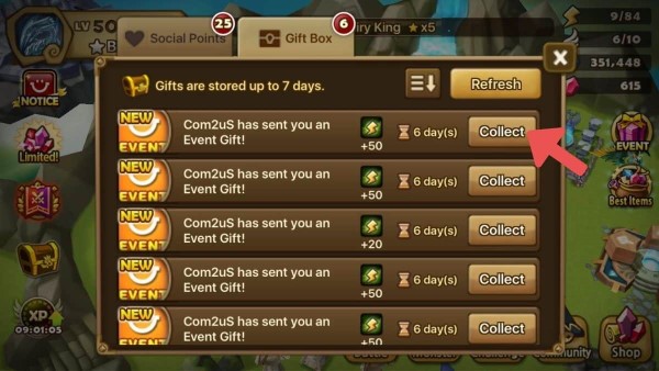 Truy cập “Gift Box” để kiểm tra thư