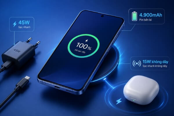 Samsung Galaxy S26 FE sở hữu pin 4.900mAh và hỗ trợ sạc nhanh 45W