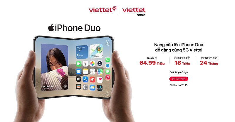 Đặt trước iPhone Duo, thanh toán qua Kredivo giảm đến 2 triệu đồng tại Viettel Store