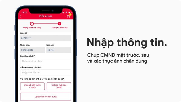 Tiến hành chụp CCCD, ảnh chân dung và thực hiện xác thực NFC