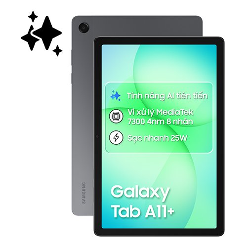 Galaxy Tab A11+ 5G sở hữu màn hình 11 inch, RAM 6GB và kết nối 5G, đáp ứng tốt nhu cầu đa nhiệm
