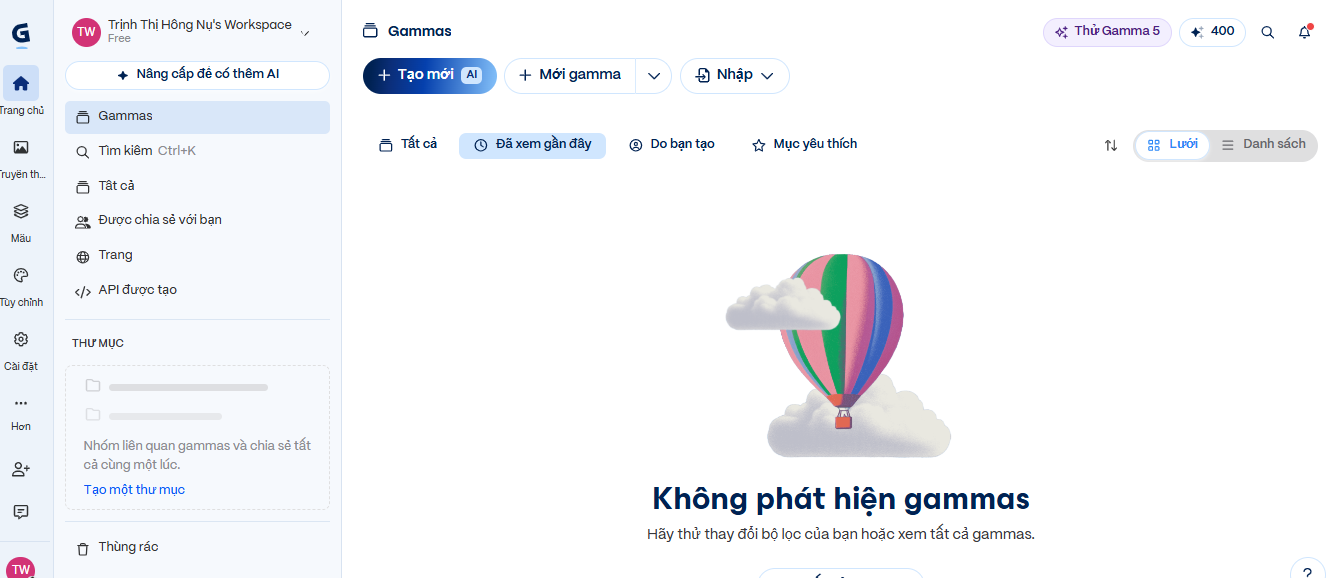 Chọn tạo mới (Create new AI)
