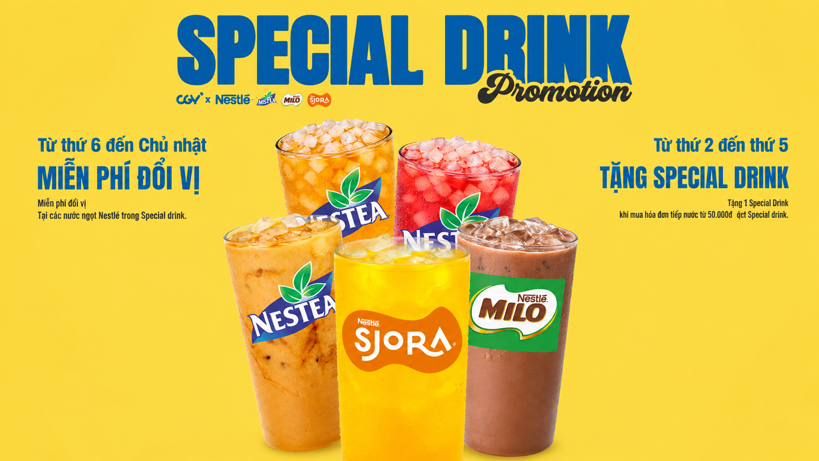 Ngoài bắp nước CGV còn cung cấp thêm những thức uống khác trong Menu