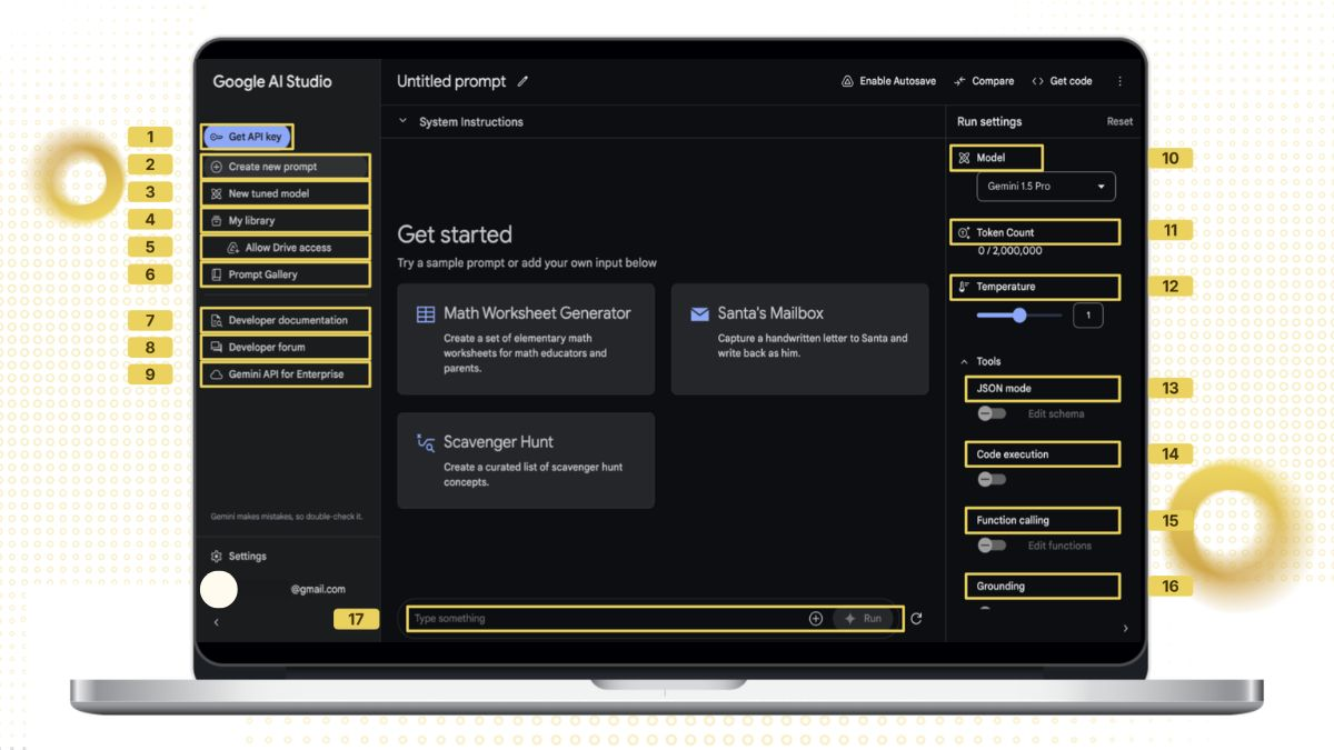 Người dùng nên làm quen với giao diện của Google AI Studio trước tiên
