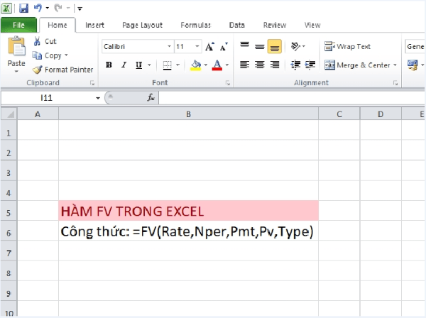 Cấu trúc hàm FV trong Excel