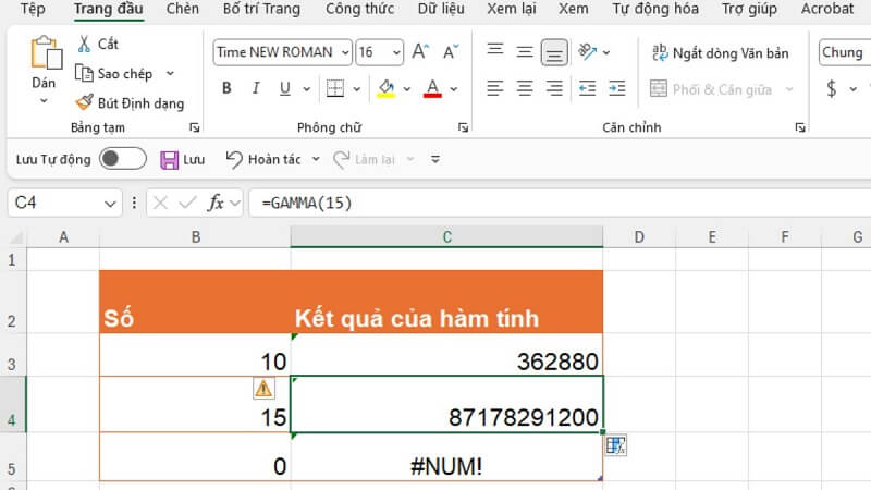 Hàm Gamma mở rộng khái niệm giai thừa từ số nguyên sang các giá trị thực