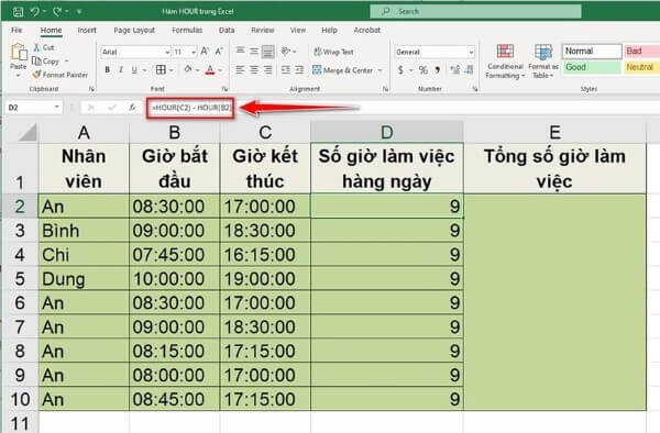 Một số lưu ý khi sử dụng hàm HOUR trong Excel