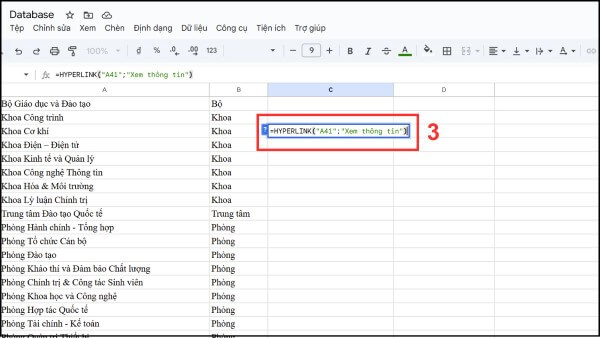 Nhập công thức: =HYPERLINK("đường_dẫn"; "tên_hiển_thị") 