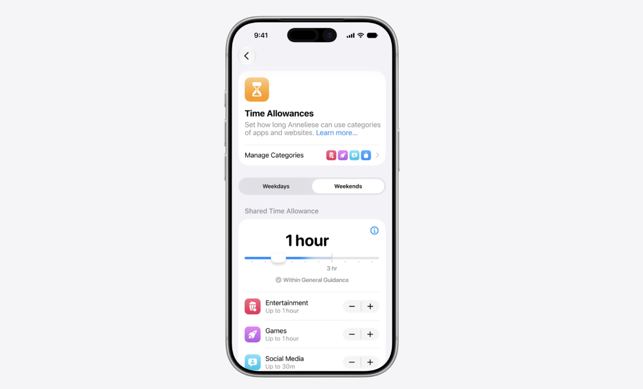 Các công cụ kiểm soát trên iOS 27 giúp phụ huynh quản lý nội dung và thời gian sử dụng iPhone của trẻ