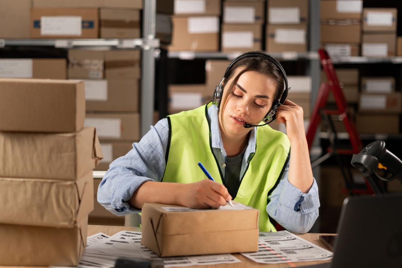 Nhân viên chăm sóc khách hàng hỗ trợ thông tin giao nhận hàng hóa qua điện thoại