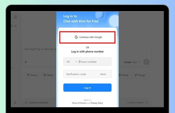 Chọn đăng nhập bằng tài khoản Google