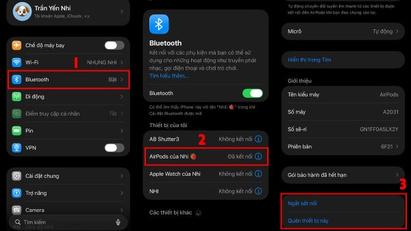 Mở Cài đặt, chọn Bluetooth và kiểm tra danh sách thiết bị đang kết nối