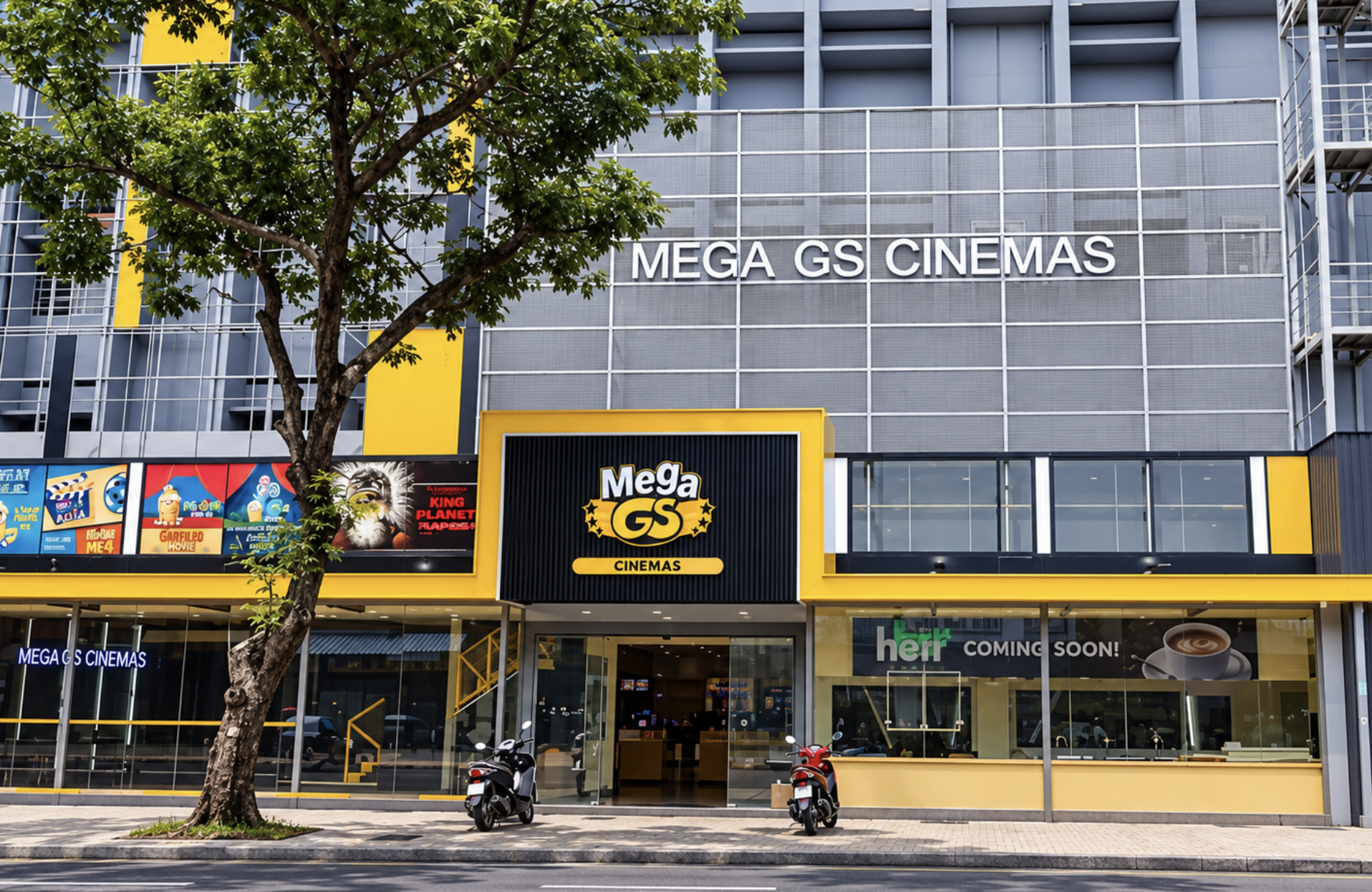 Mega GS Lý Chính Thắng phục vụ nhu cầu xem phim với phòng chiếu kỹ thuật số và các tiện ích giải trí cơ bản