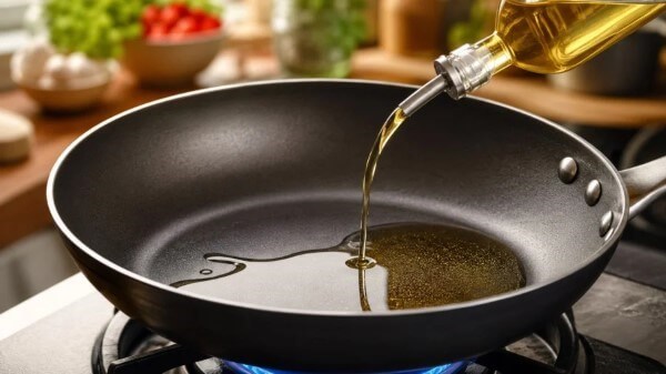 Làm nóng chảo và dầu trước khi chiên