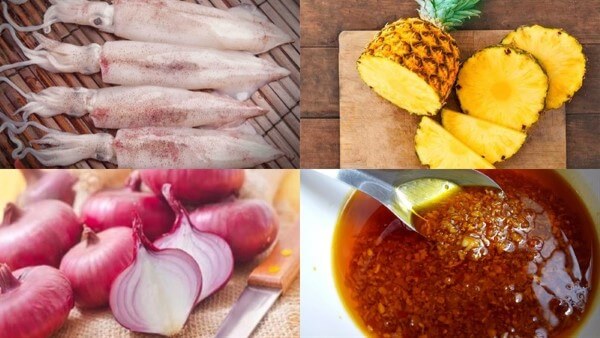 Chuẩn bị nguyên liệu nấu mực xào chua ngọt