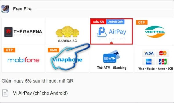 Chọn phương thức thanh toán bằng ví điện tử