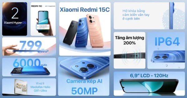 Điện thoại Xiaomi Redmi 15C 4GB 128GB