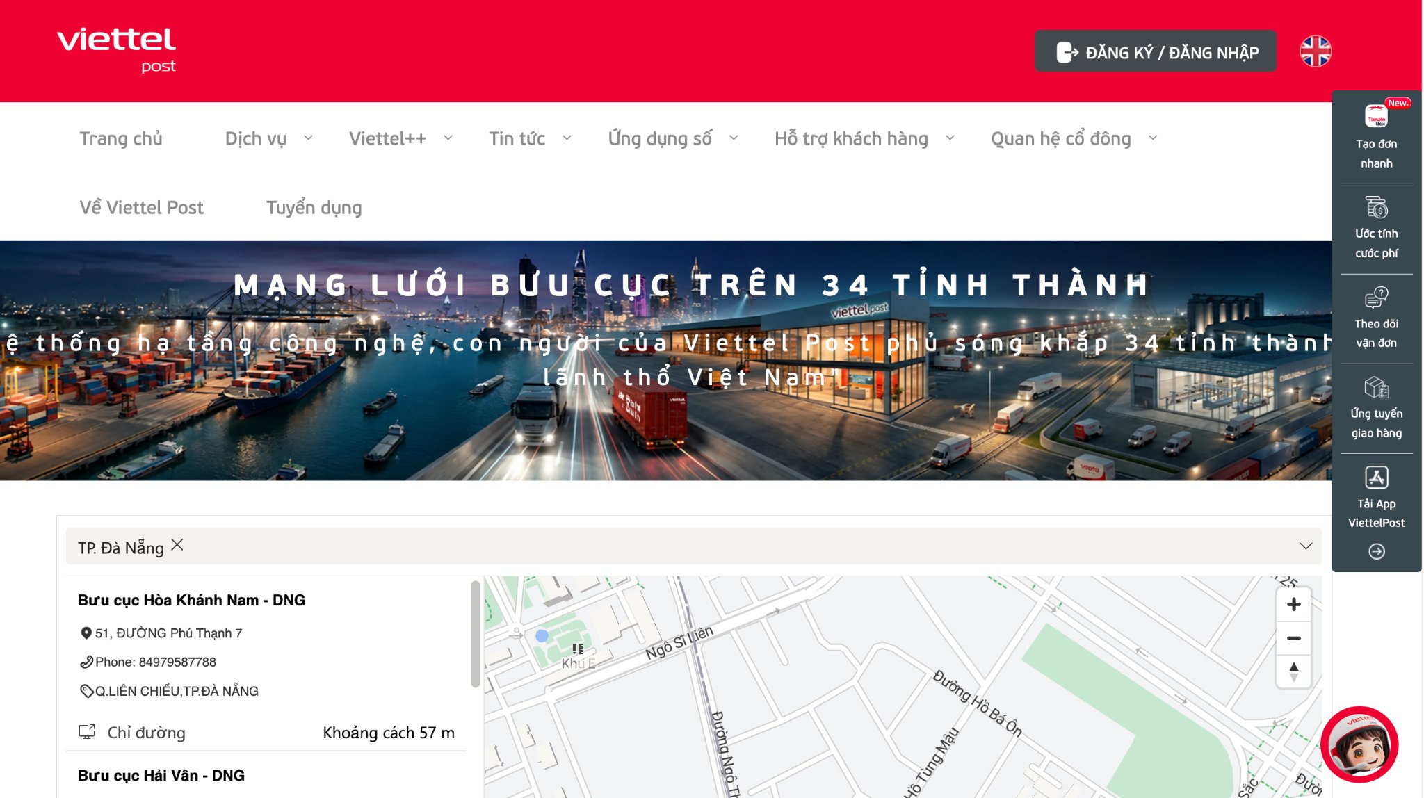 Người dùng có thể tra cứu vị trí bưu cục gần nhất bằng website Viettel Post hoặc Google Maps