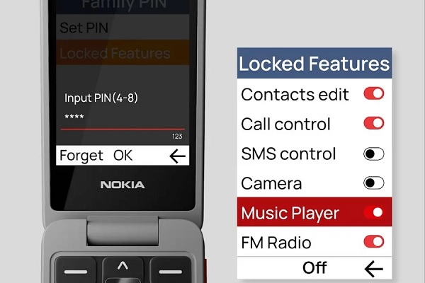 Nokia 2360 Flip tích hợp các công cụ giúp phụ huynh quản lý việc sử dụng điện thoại của con