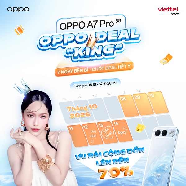 Đăng ký thông tin cơ hội nhận điện thoại OPPO A7 Pro 5G cùng Viettel Store