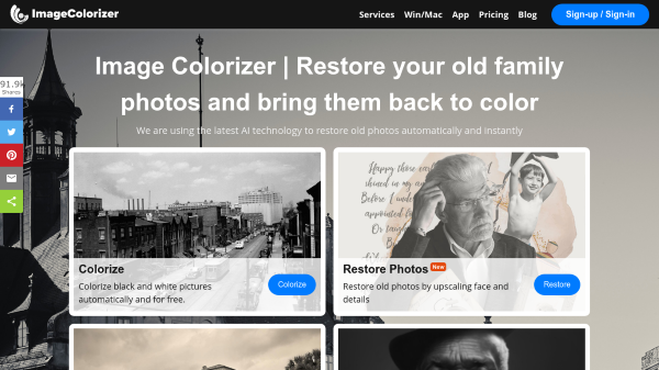 Image Colorizer giúp phục hồi và tô màu trực tuyến cho các bức ảnh đen trắng