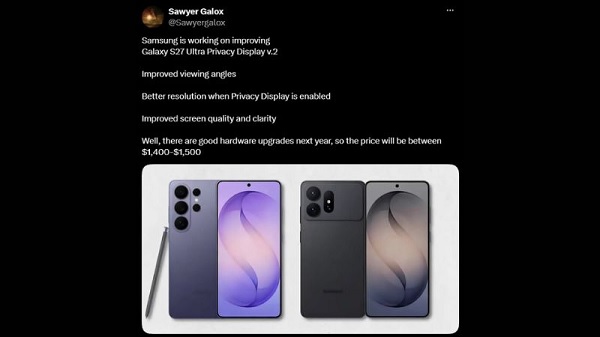 Thông tin rò rỉ mới tiết lộ những nâng cấp đáng chú ý của công nghệ Privacy Display trên dòng Galaxy S27