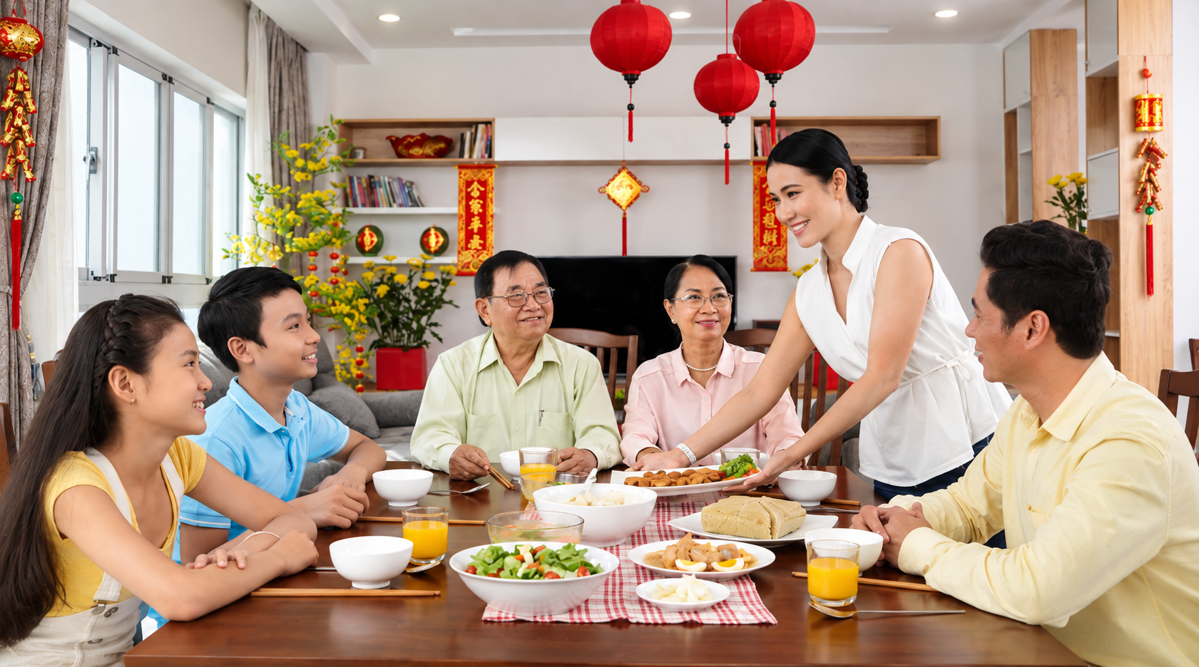 Một bữa cơm nhỏ sum họp bên gia đình sau những ngày tháng bộn bề công việc là niềm hạnh phúc nhất