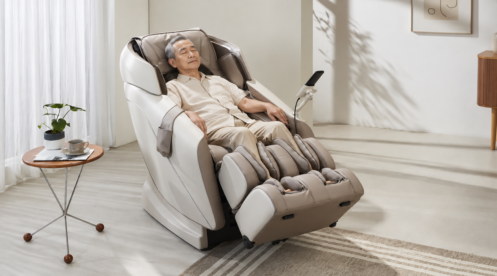 Một chiếc ghế massage sẽ khiến bố thêm phần khỏe mạnh và tận hưởng những phút giây thư thái trọn vẹn ngay tại ngôi nhà thân thương.