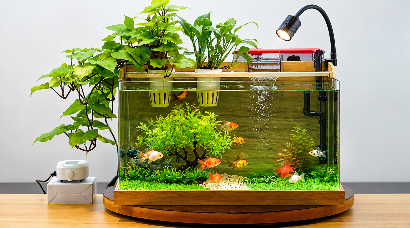 Một bể hồ cá mini sẽ giúp bố tìm thấy sự bình yên khi ngắm nhìn những chú cá bơi lội tung tăng mỗi ngày.