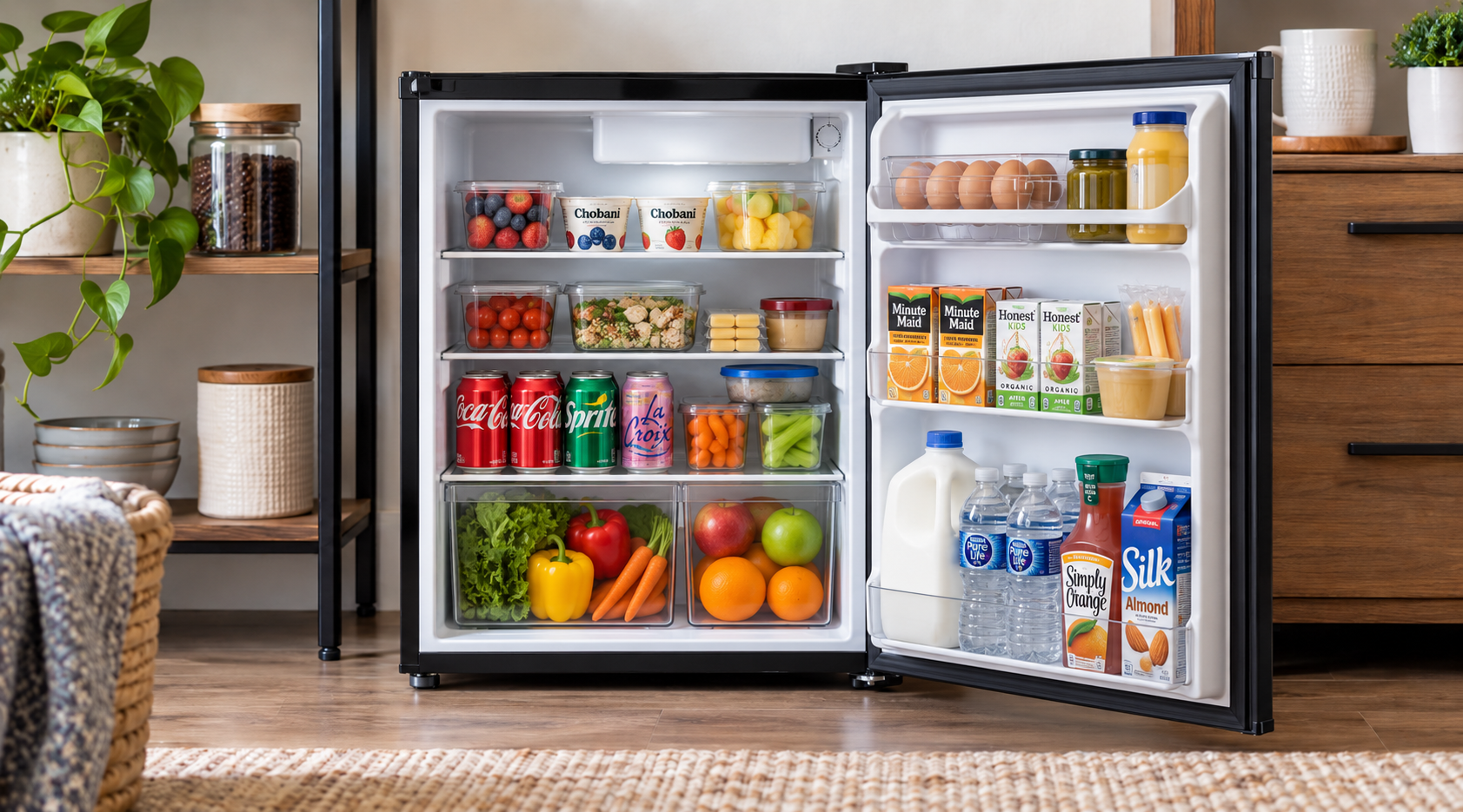 Một chiếc tủ lạnh mini sẽ khiến bố vô cùng thích thú khi có một không gian làm lạnh riêng tư, thoải mái cất giữ hoa quả tươi ngon, hoặc các loại thuốc bổ ngay trong phòng ngủ hay phòng làm việc.