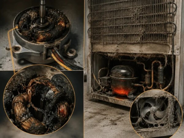 Sự cố do motor quạt tủ lạnh bị hỏng