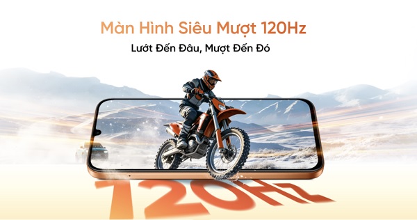 realme C01 sở hữu màn hình LCD kích thước 6.8 inch, tần số quét 120Hz 