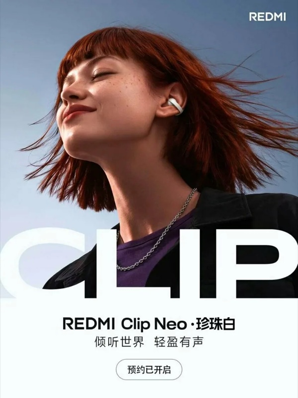 Redmi Clip Neo có trọng lượng 5,5g mỗi bên, sử dụng dây titan ghi nhớ hình dạng để giữ thiết bị ổn định trên tai