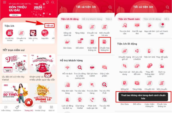 Chọn Tất cả → chọn Chuẩn hóa thông tin