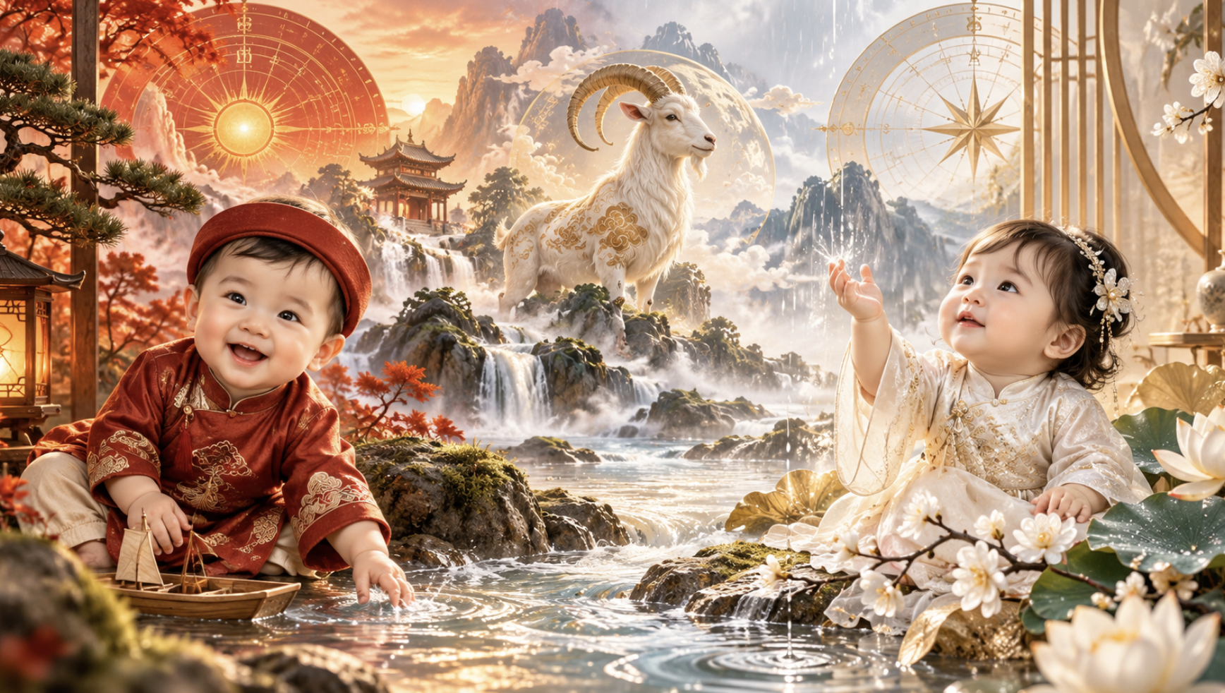 Bé trai và bé gái sinh năm Đinh Mùi 2027 đều mang nạp âm Thiên Hà Thủy, nhưng khác cung phi