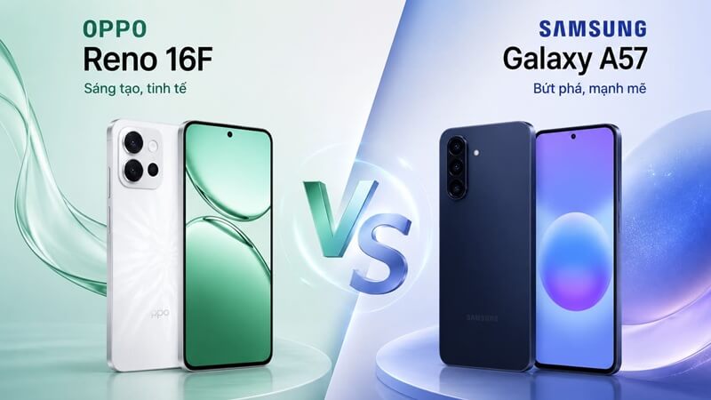 So sánh thiết kế OPPO Reno16 F và Galaxy A57