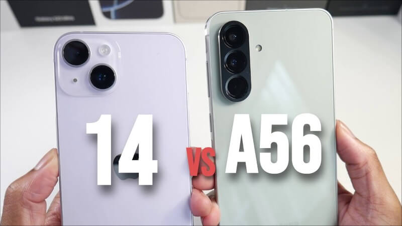 So sánh tổng thể Samsung Galaxy A56 và iPhone 14