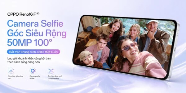 OPPO Reno16 F sở hữu camera chính 50MP có OIS