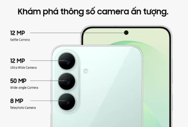 Galaxy S26 FE sở hữu hệ thống ba camera phía sau và một camera trước 12MP