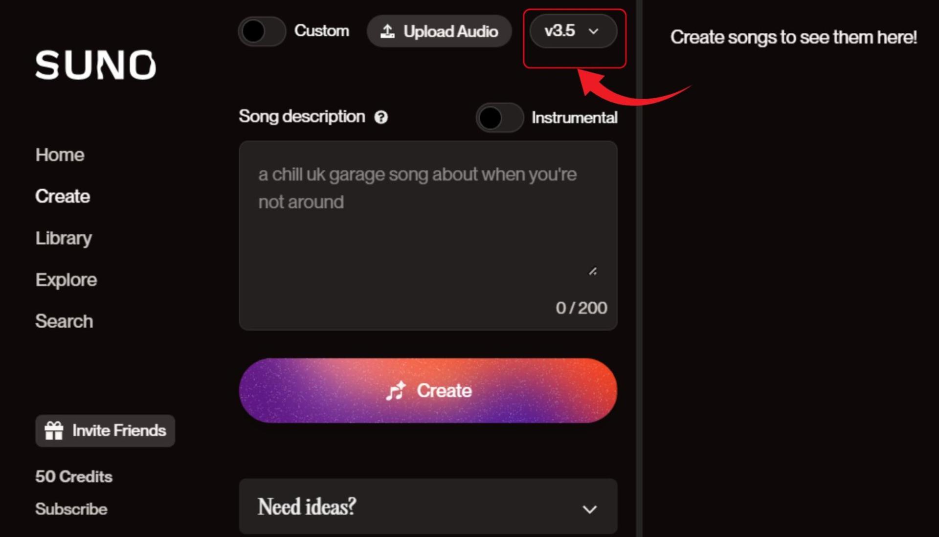 Hướng dẫn cách sử dụng Suno AI Music bước 2