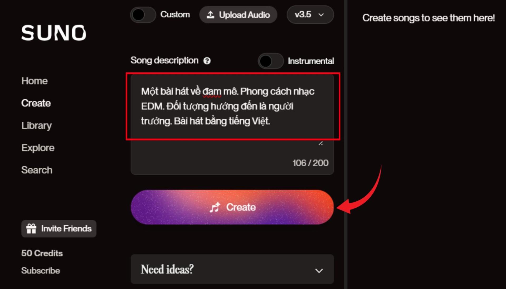 Hướng dẫn cách sử dụng Suno AI Music bước 5