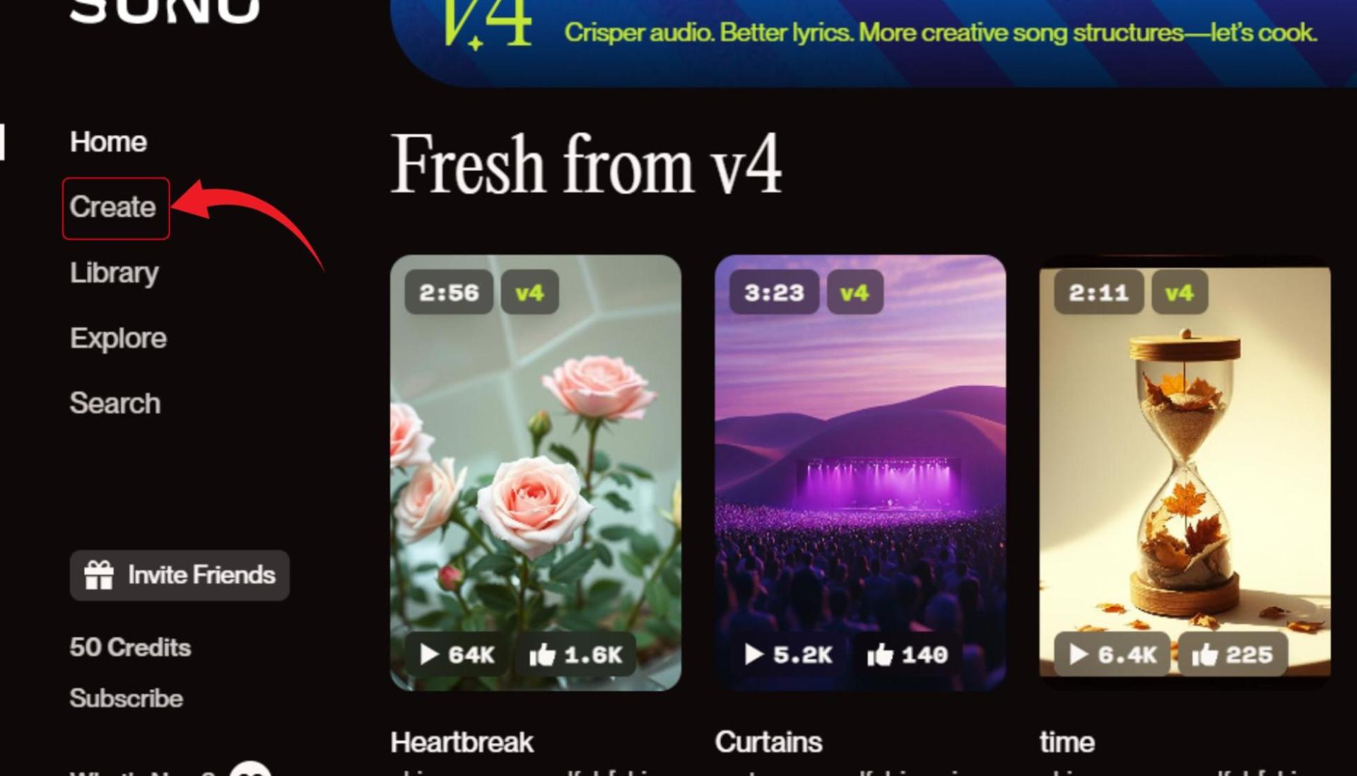 Hướng dẫn cách sử dụng Suno AI Music bước 1