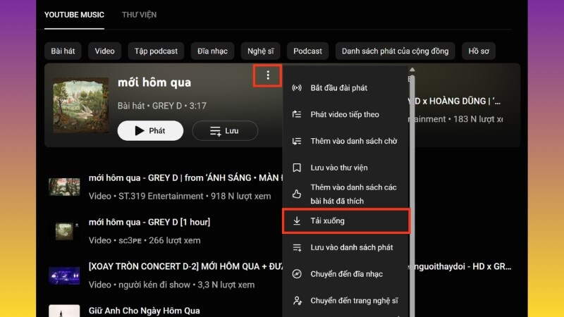 Chọn Tải xuống