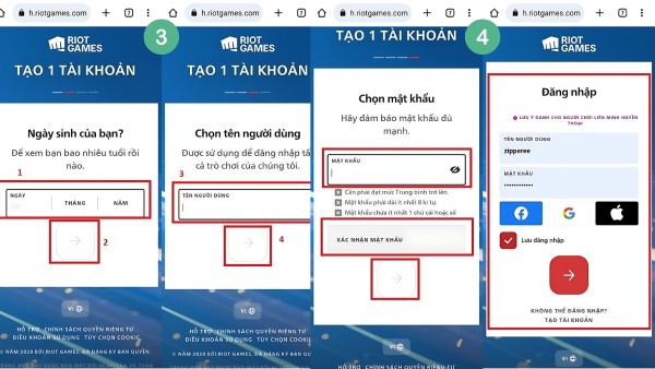 Tạo tên và mật khẩu đăng nhập