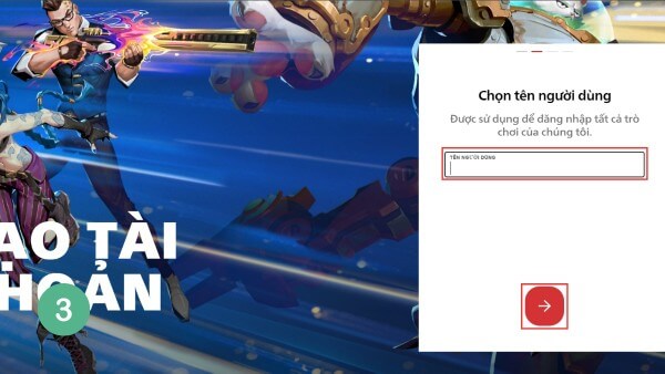 Tạo tên đăng nhập và mật khẩu
